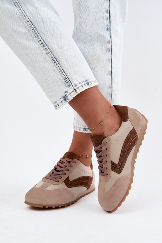 Baskets Barefoot en simili daim couleur sable Zazoo N1400