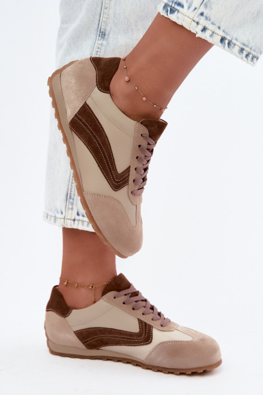 Baskets Barefoot en simili daim couleur sable Zazoo N1400