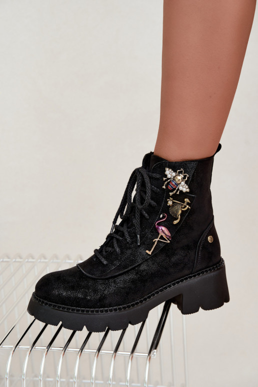 Peau Bottines de travailPrzypinkami Il fautciejka 07656-01 couleur noire