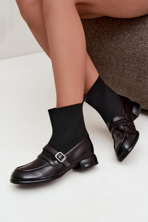 Bottines avec tige type chaussette en noir