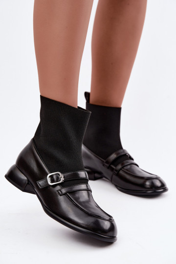 Bottines avec tige type chaussette en noir 2