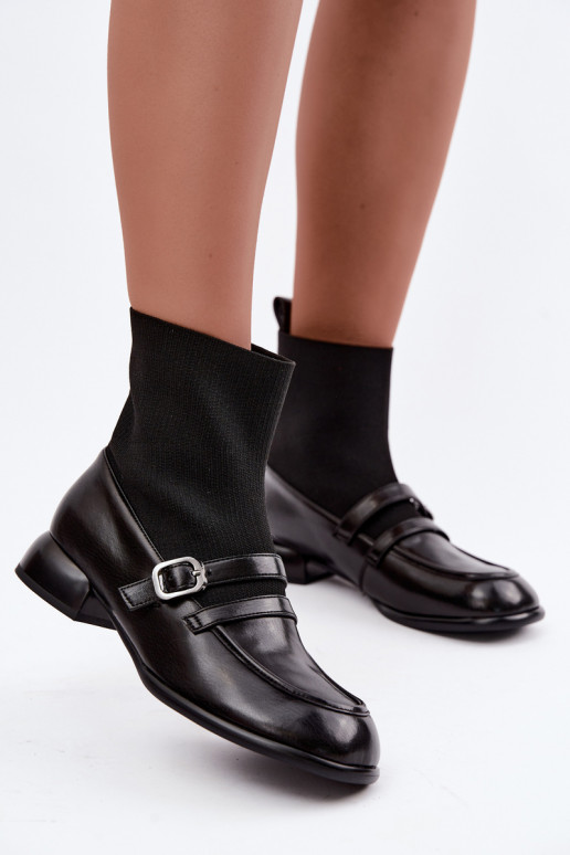 Bottines avec tige type chaussette en noir