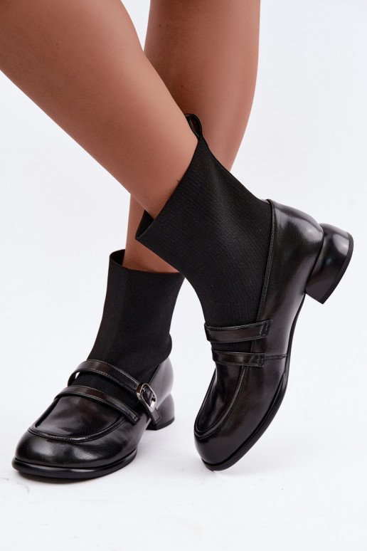 Bottines avec tige type chaussette en noir