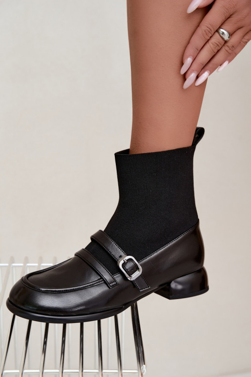Bottines avec tige type chaussette en noir