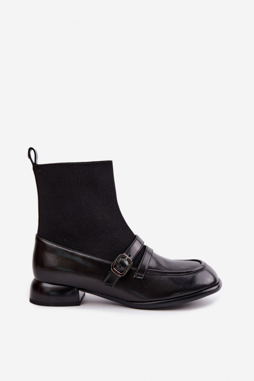 Bottines avec tige type chaussette en noir