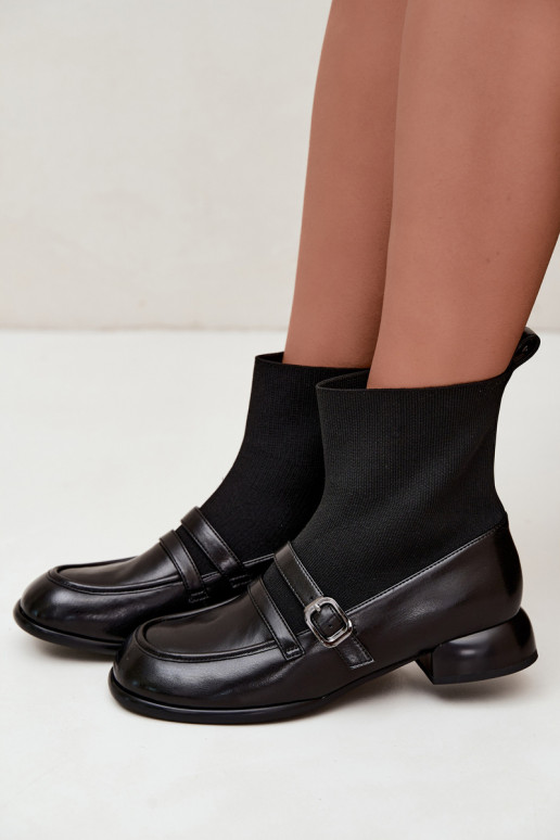 Bottines avec tige type chaussette en noir