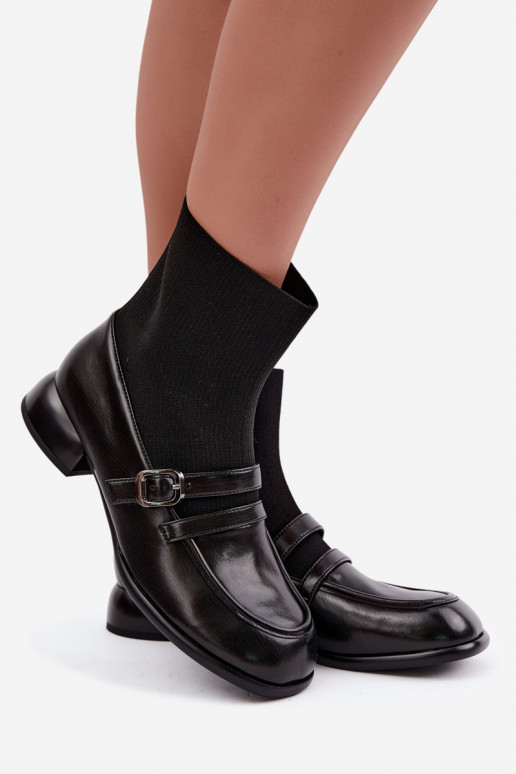 Bottines avec tige type chaussette en noir