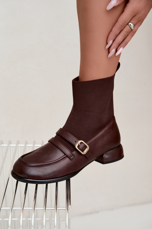 Bottes Peau avec une semelle intérieure de type chaussette Il fautciejka K7766-02 marron