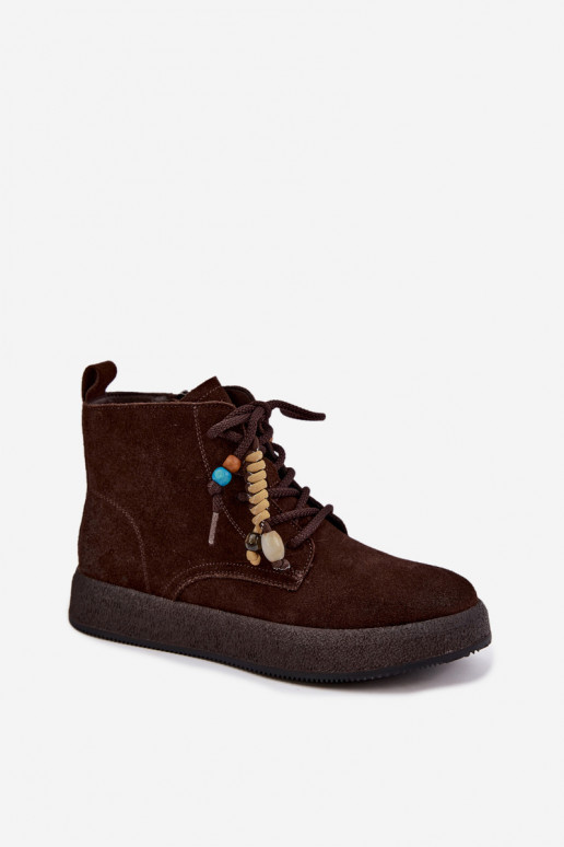 Peau Chaussures en daim Féminin réchauffer Artiker 59C1133 CzekoladoÀe