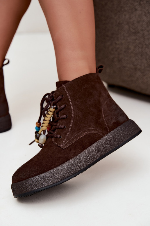 Peau Chaussures en daim Féminin réchauffer Artiker 59C1133 CzekoladoÀe