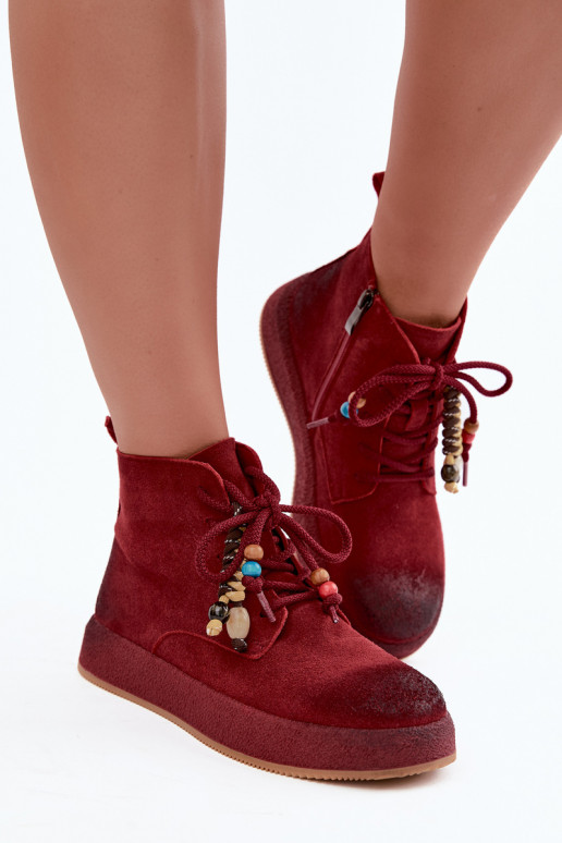 Bottes isolées en daim synthétique Artiker couleur bordeaux