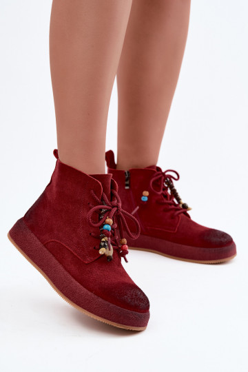 Bottes isolées en daim synthétique Artiker couleur bordeaux 2