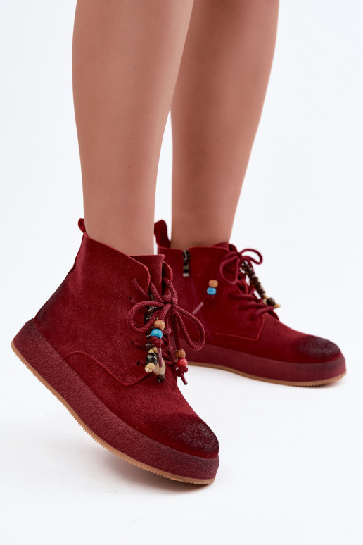 Bottes isolées en daim synthétique Artiker couleur bordeaux