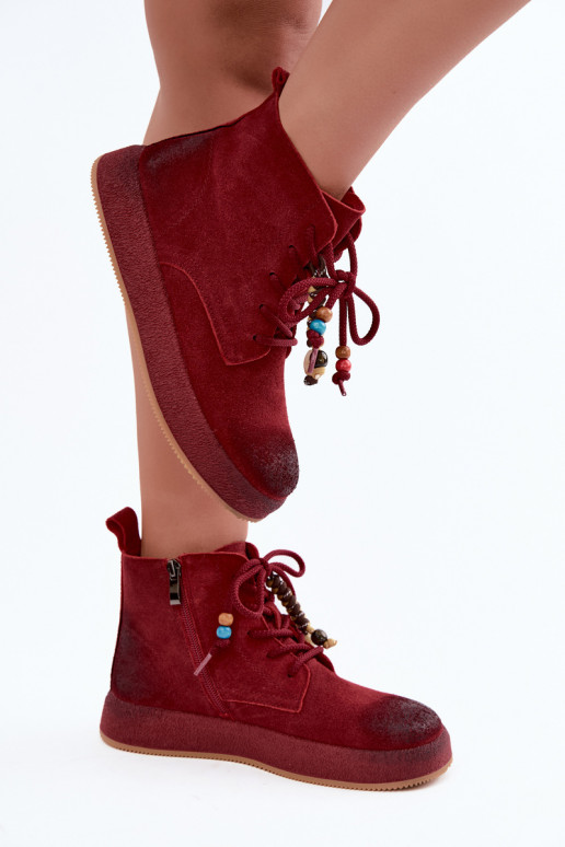 Bottes isolées en daim synthétique Artiker couleur bordeaux
