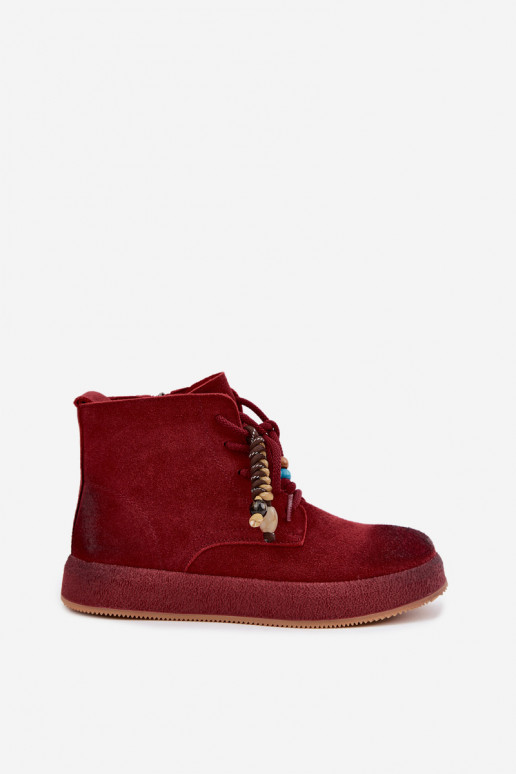 Bottes isolées en daim synthétique Artiker couleur bordeaux