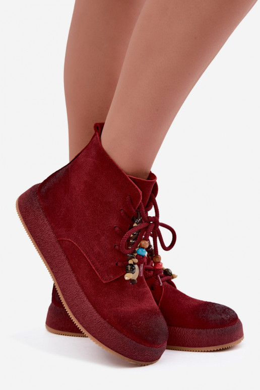 Bottes isolées en daim synthétique Artiker couleur bordeaux