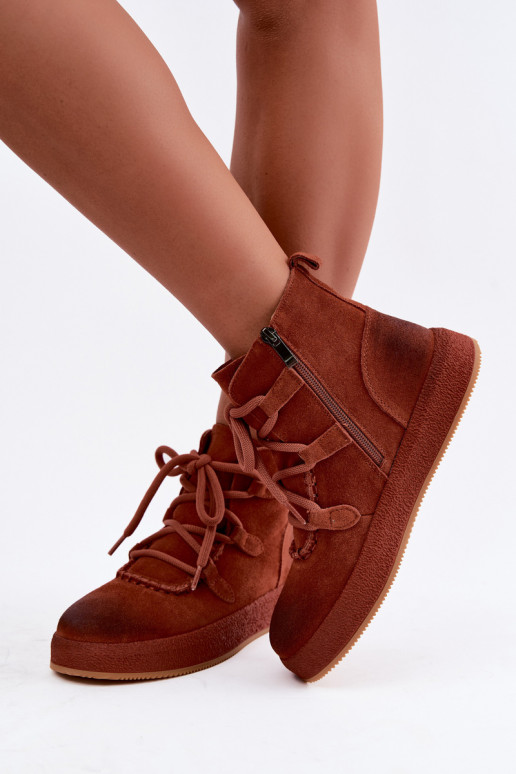 Bottines isolées en daim synthétique Artiker couleur rousse