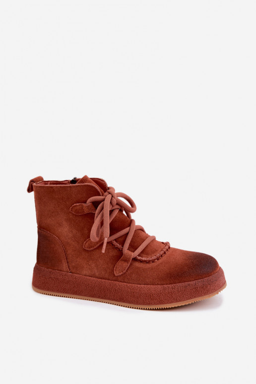 Bottines isolées en daim synthétique Artiker couleur rousse