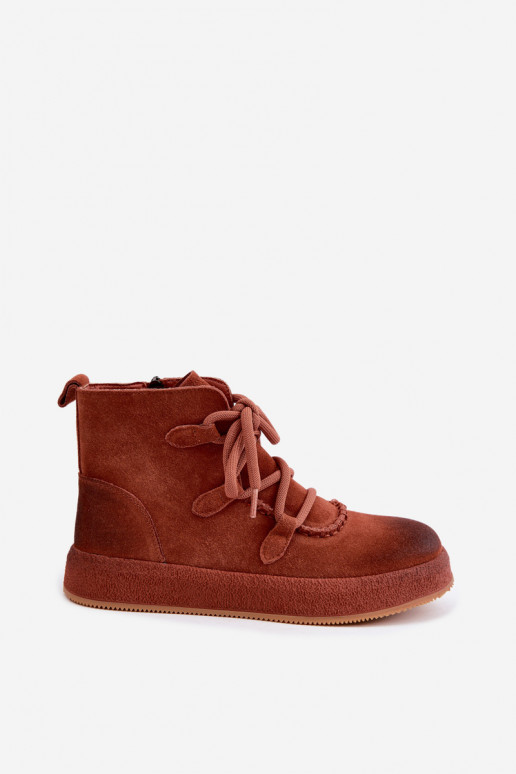 Bottines isolées en daim synthétique Artiker couleur rousse
