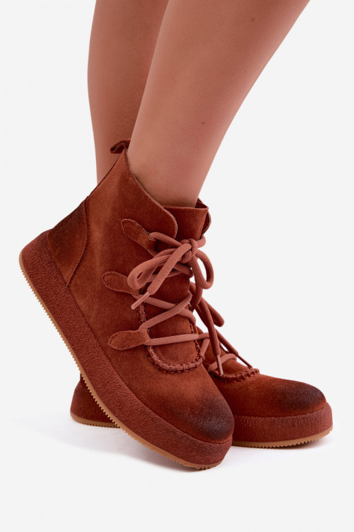 Bottines isolées en daim synthétique Artiker couleur rousse