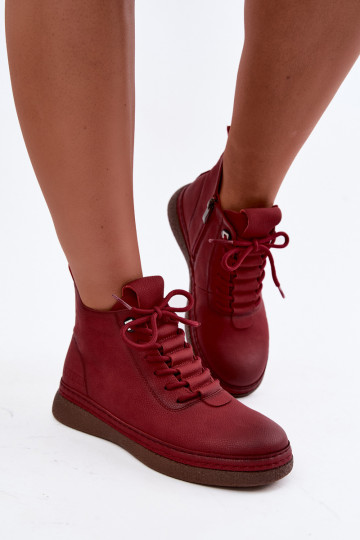 Bottines isolées en simili cuir Artiker couleur bordeaux