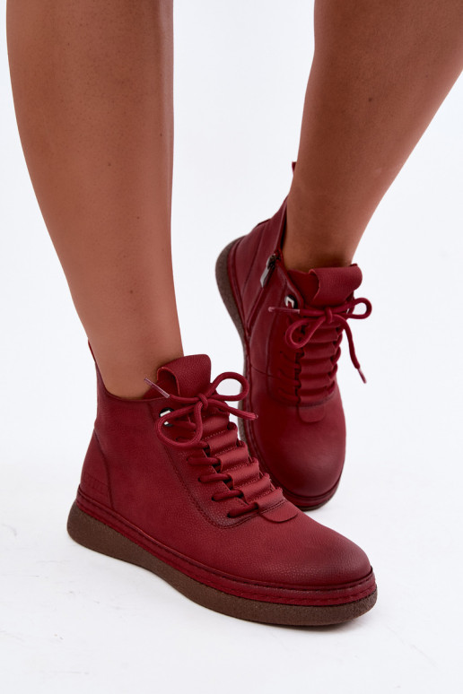 Bottines isolées en simili cuir Artiker couleur bordeaux