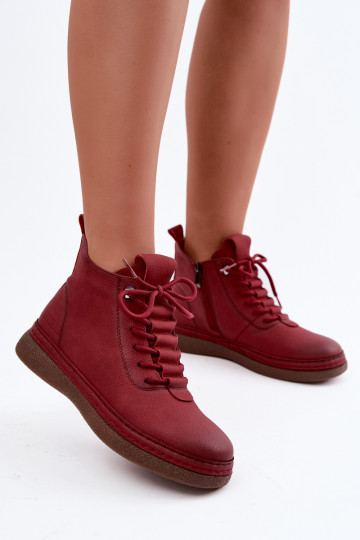 Bottines isolées en simili cuir Artiker couleur bordeaux 2