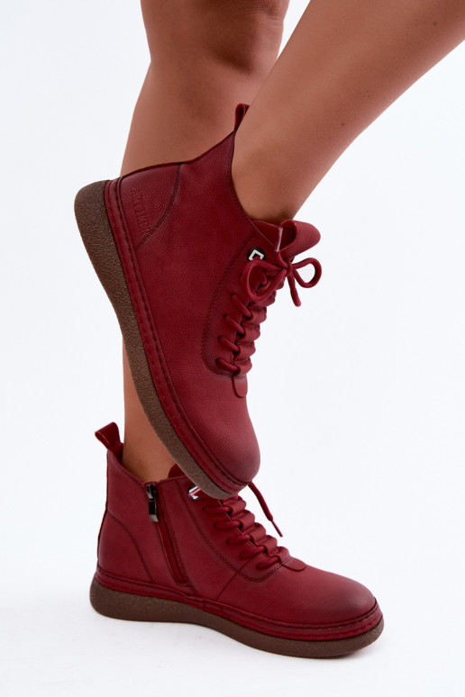 Bottines isolées en simili cuir Artiker couleur bordeaux