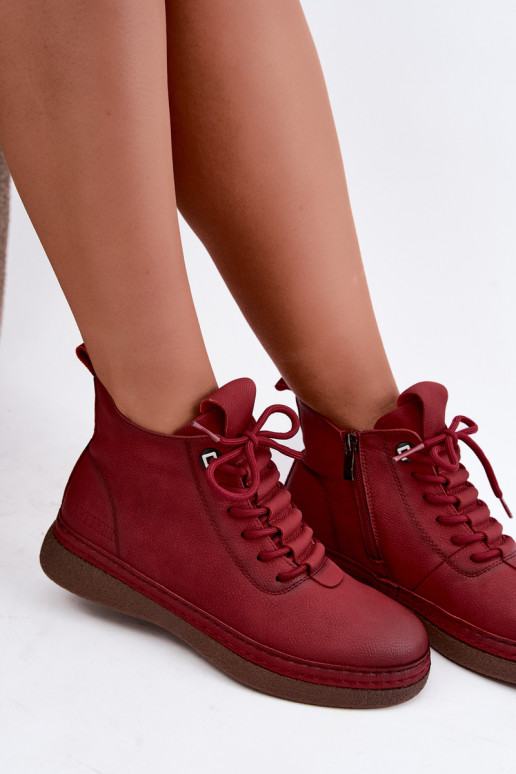 Bottines isolées en simili cuir Artiker couleur bordeaux