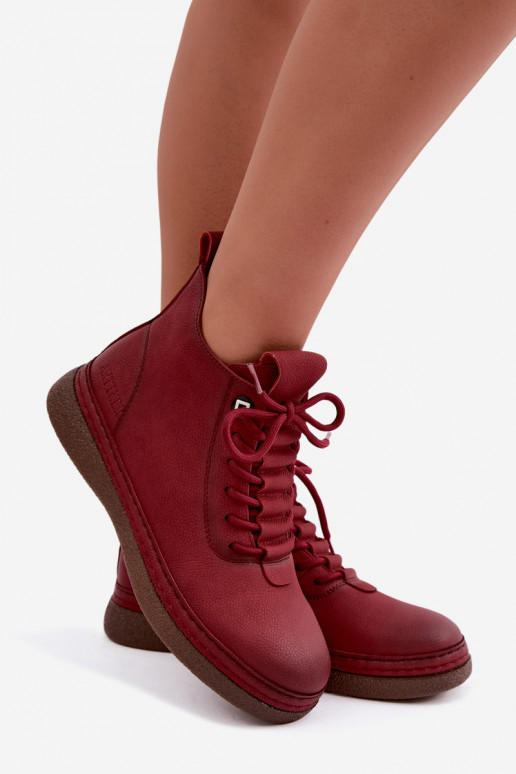 Bottines isolées en simili cuir Artiker couleur bordeaux