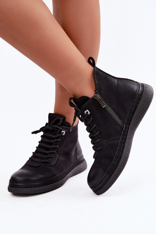 Bottines isolées en simili cuir Artiker couleur noire