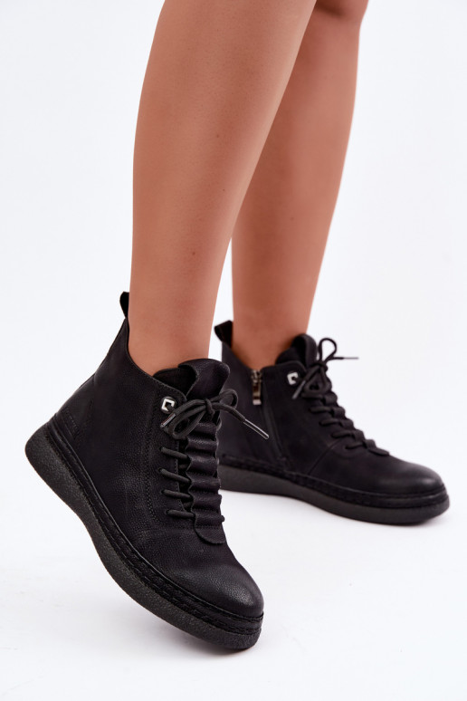 Bottines isolées en simili cuir Artiker couleur noire