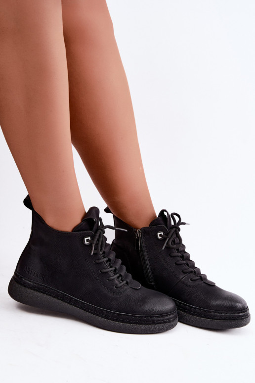 Bottines isolées en simili cuir Artiker couleur noire