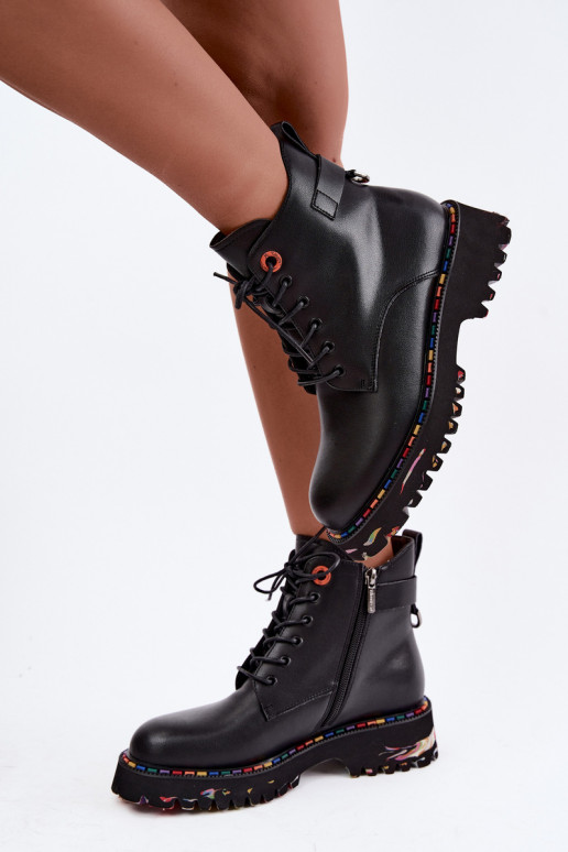 Bottines de travail en simili cuir Artiker en noir
