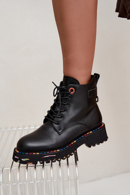 Bottines de travail en simili cuir Artiker en noir