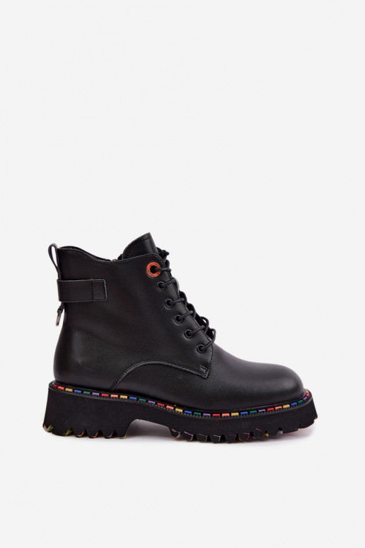Bottines de travail en simili cuir Artiker en noir