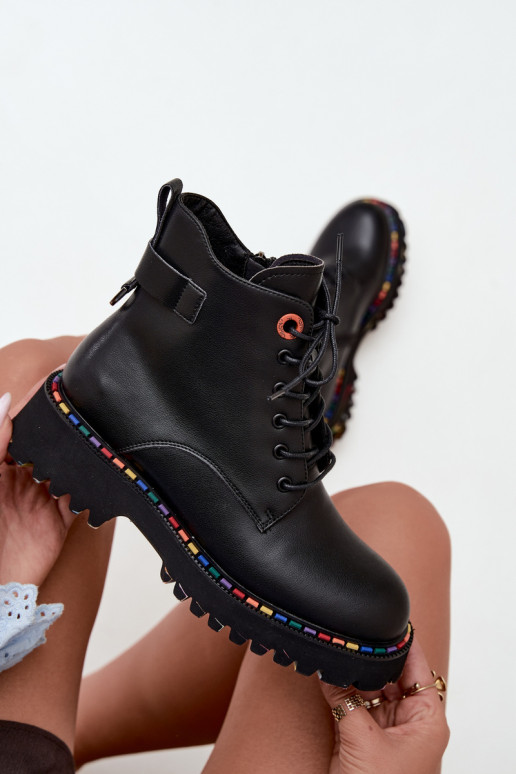 Bottines de travail en simili cuir Artiker en noir