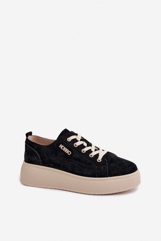 Baskets en daim synthétique avec plateforme Kobbo en noir