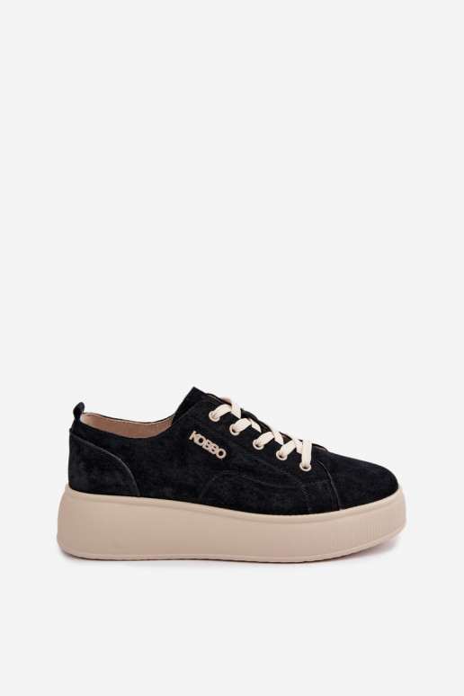 Baskets en daim synthétique avec plateforme Kobbo en noir
