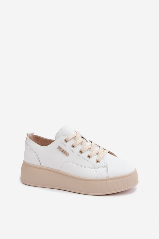 Baskets en simili cuir avec plateforme Kobbo en blanc