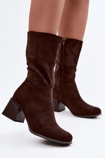 Bottes longues isolées en daim synthétique Klocke couleur chocolat 2