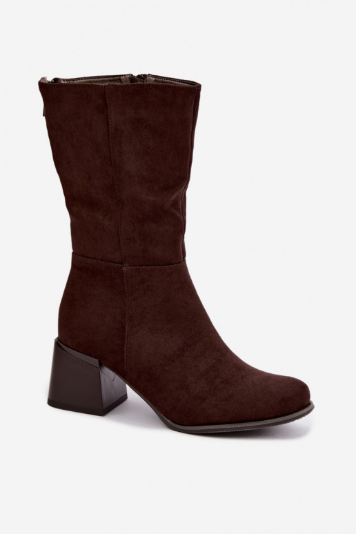 Bottes longues isolées en daim synthétique Klocke couleur chocolat
