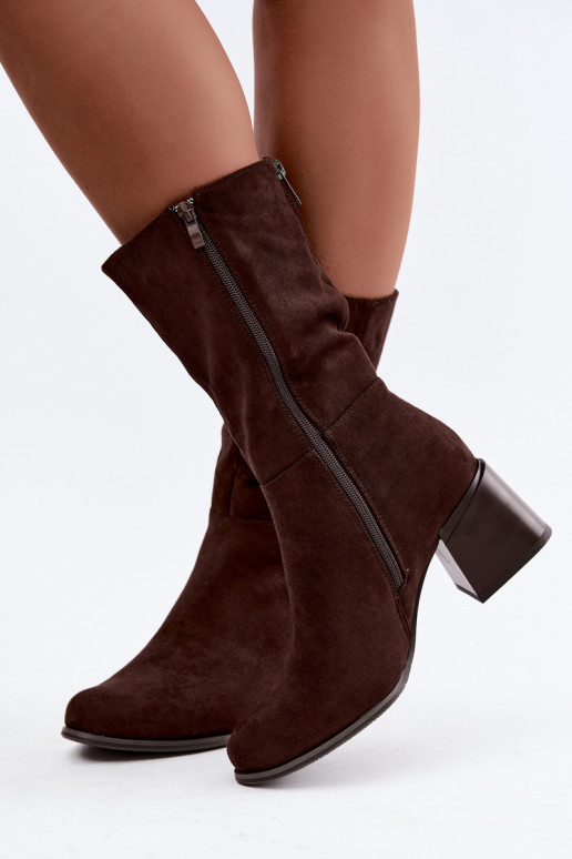 Bottes longues isolées en daim synthétique Klocke couleur chocolat