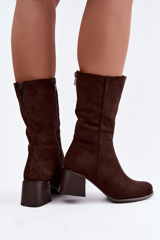 Bottes longues isolées en daim synthétique Klocke couleur chocolat