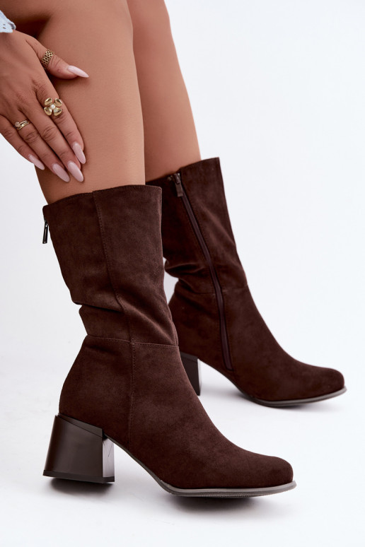 Bottes longues isolées en daim synthétique Klocke couleur chocolat