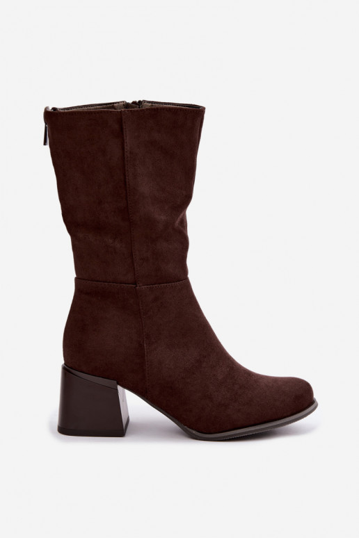 Bottes longues isolées en daim synthétique Klocke couleur chocolat
