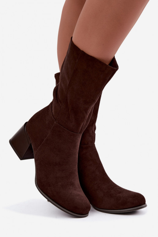 Bottes longues isolées en daim synthétique Klocke couleur chocolat