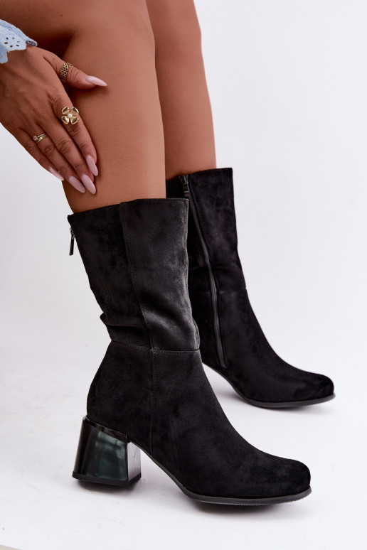 Bottes longues isolées en daim synthétique Klocke en noir
