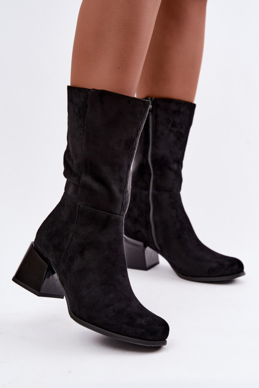 Bottes longues isolées en daim synthétique Klocke en noir
