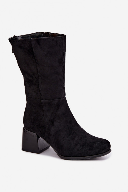 Bottes longues isolées en daim synthétique Klocke en noir